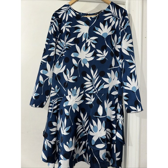 Maggy London Floral Print Shift Tiered Ruffle Mini Dress Size 12P - Picture 1 of 5
